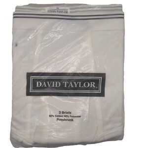 VTG 3 Pack David Taylor Mens White Underwear Briefs Size 46 New Old Stock *READ*
